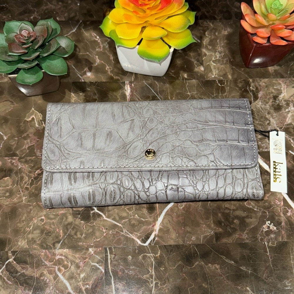 NWT Kate Landry Grey Croc 🐊 Wallet